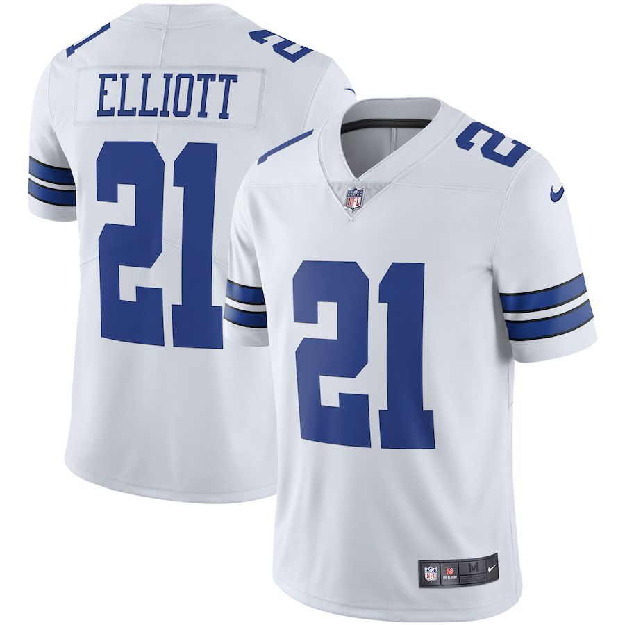 Men Dallas Cowboys 21 Ezekiel Elliott Nike White Vapor Limited Player NFL Jersey